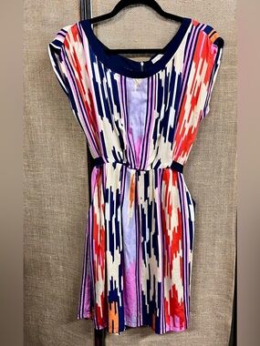 just ginger Multicolor Stripe Midi Dress - Navy, Red, Pink, Orange